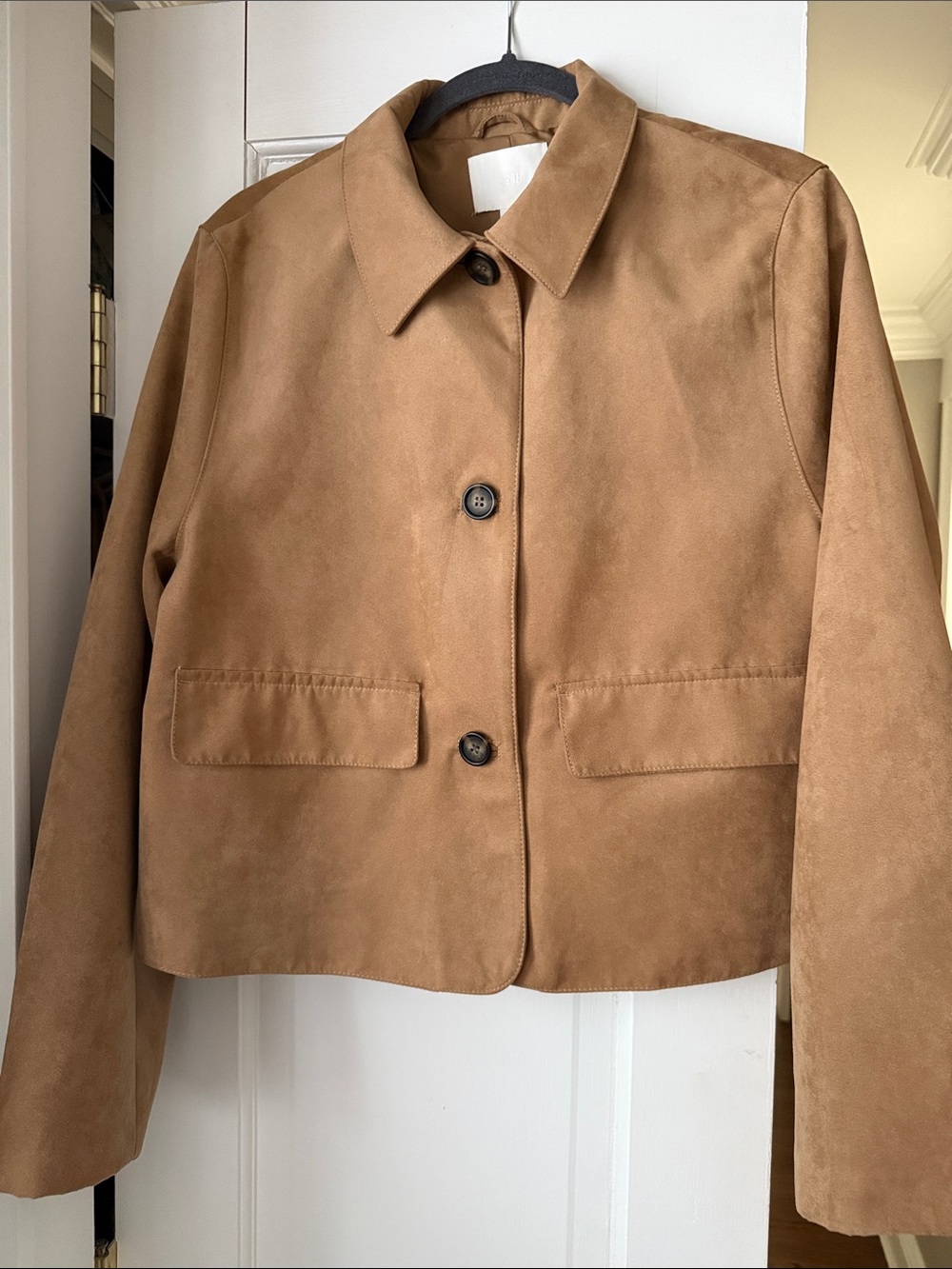 H&M Women's Tan Suede-Look Button Jacket